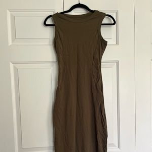 Army green body con long dress